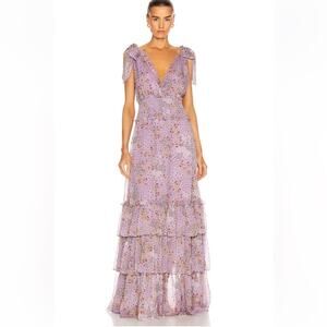 Alexis Clemence Tiered Ruffle Maxi Dress Purple Bouquet sz Xs